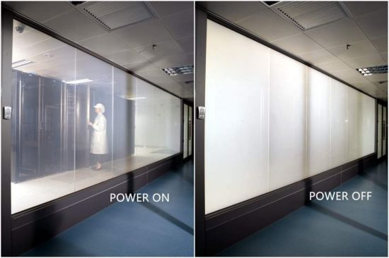 ألواح زجاجية قابلة للتحويل ، قواطع مكتب زجاجية ذكية من Pdlc فيلم Electrochromic